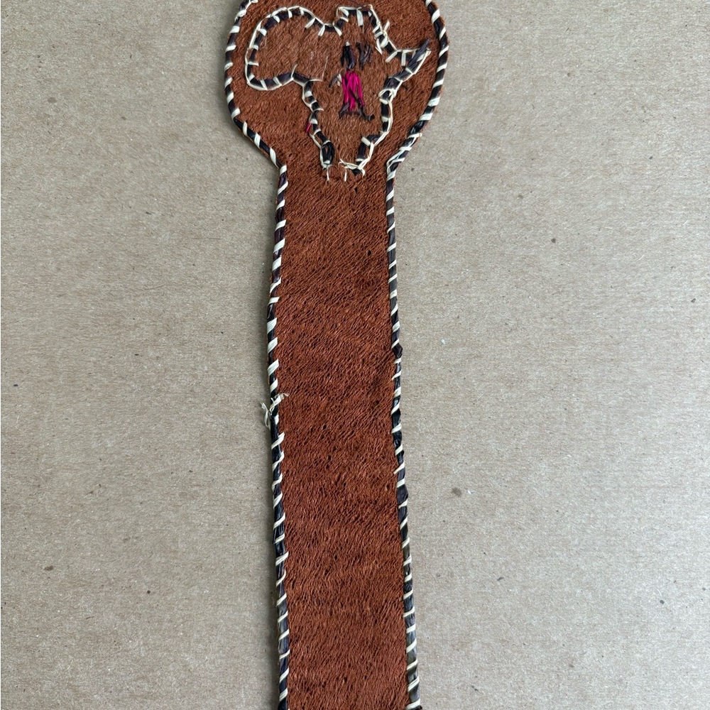 Brown Bookmark with Embroidered Design